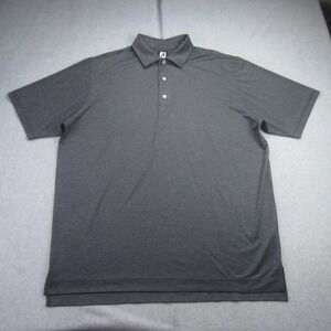 FootJoy Polo Shirt Mens XL Gray Houndstooth Short Sleeve Performance Golf Casual